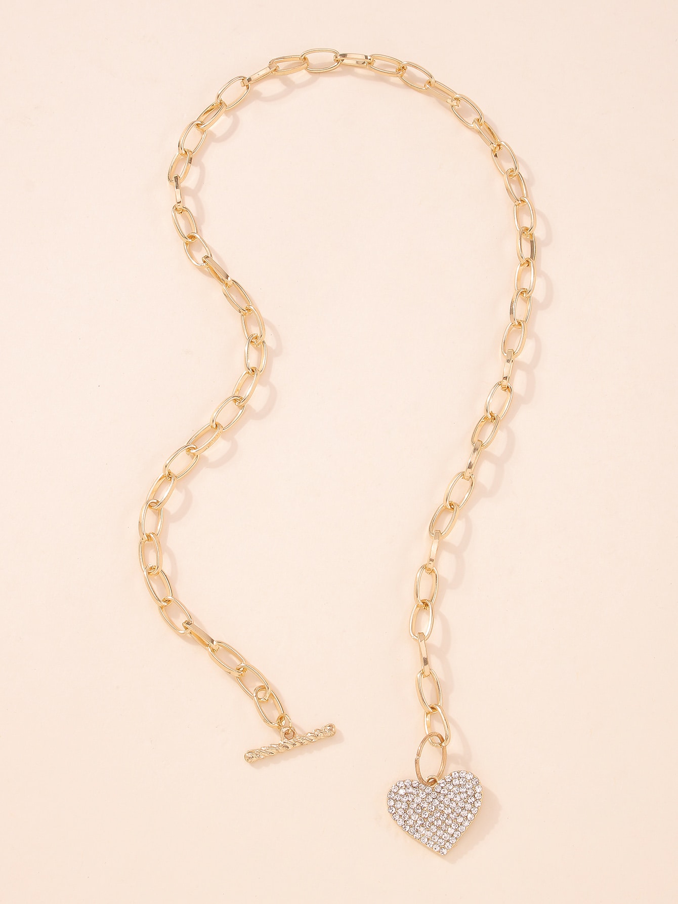 Rhinestone Heart Charm Necklace